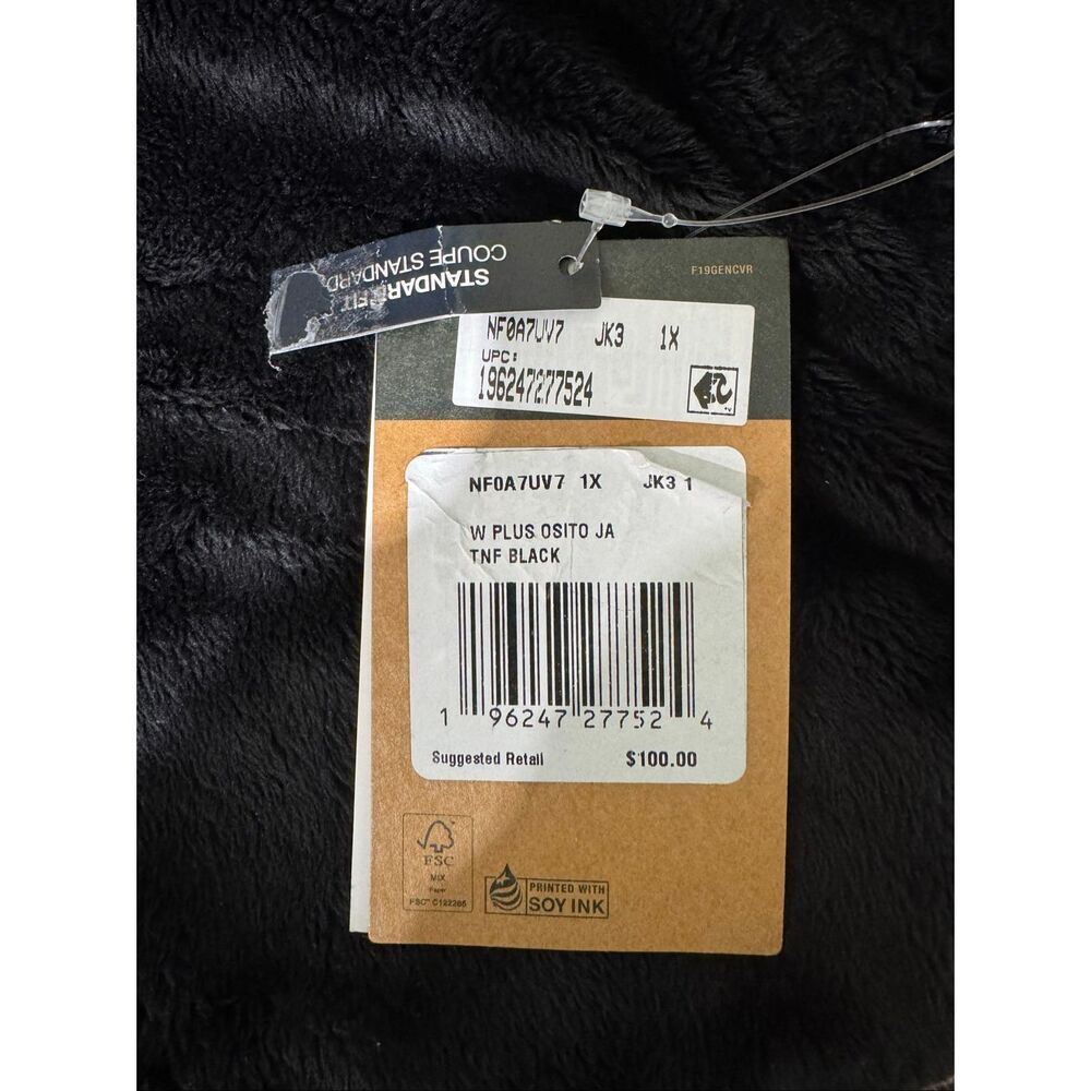 The North Face Cozy Curvy Osito Fleece Full Zip Jacket TNF Black 1X - Picture 5 of 5